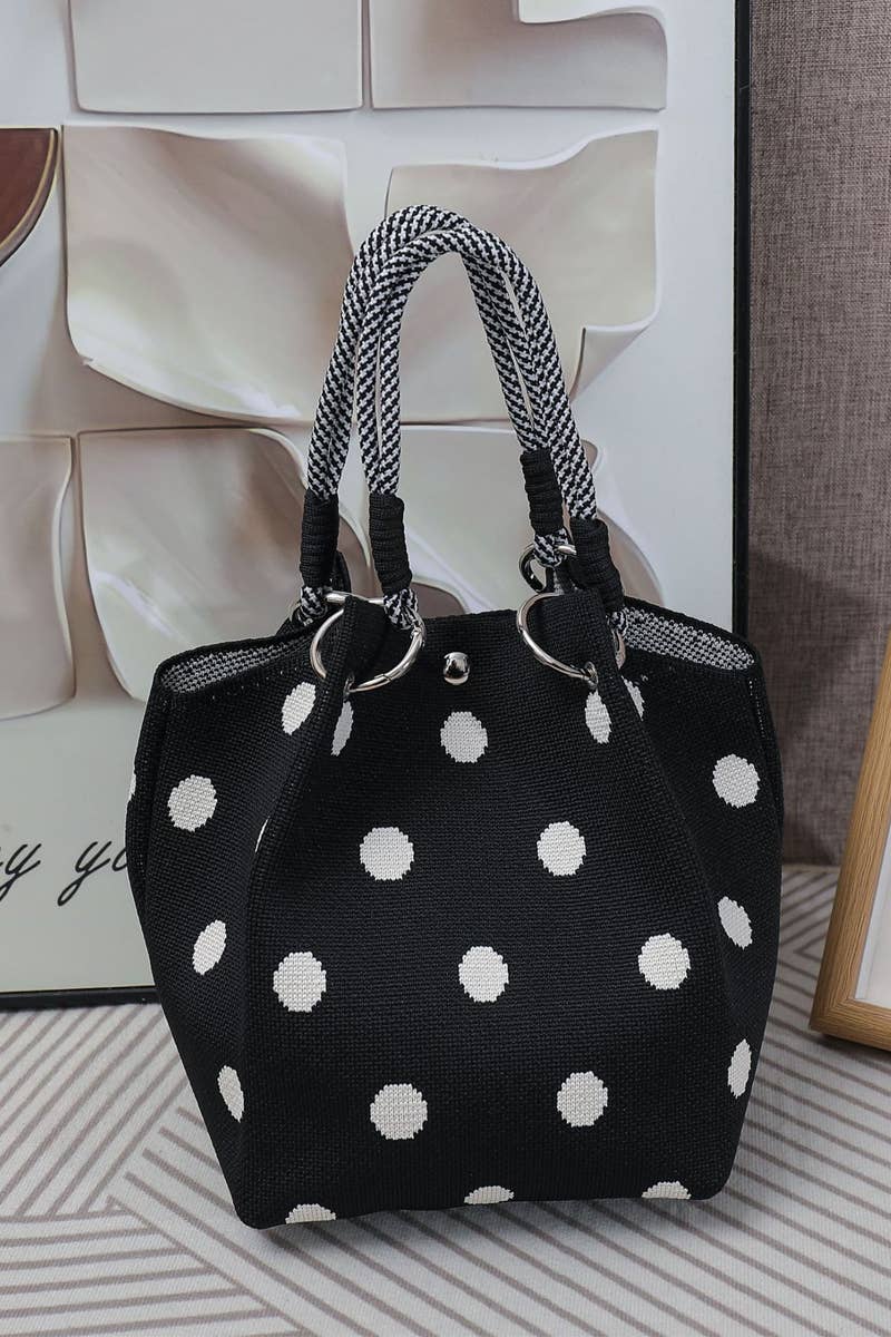 42POPS - 0521 Geometric Knitted Mini Bucket Tote Bag SI-29881 Zenana Consgt.