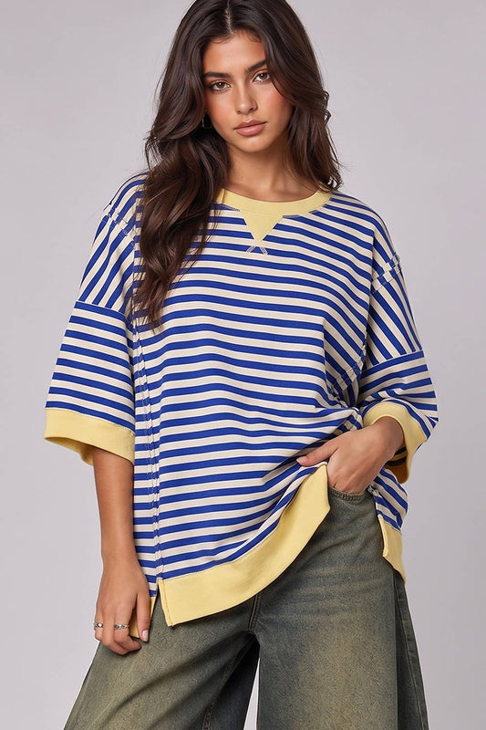 Comfy is the new Basic Oversized Stripe Top