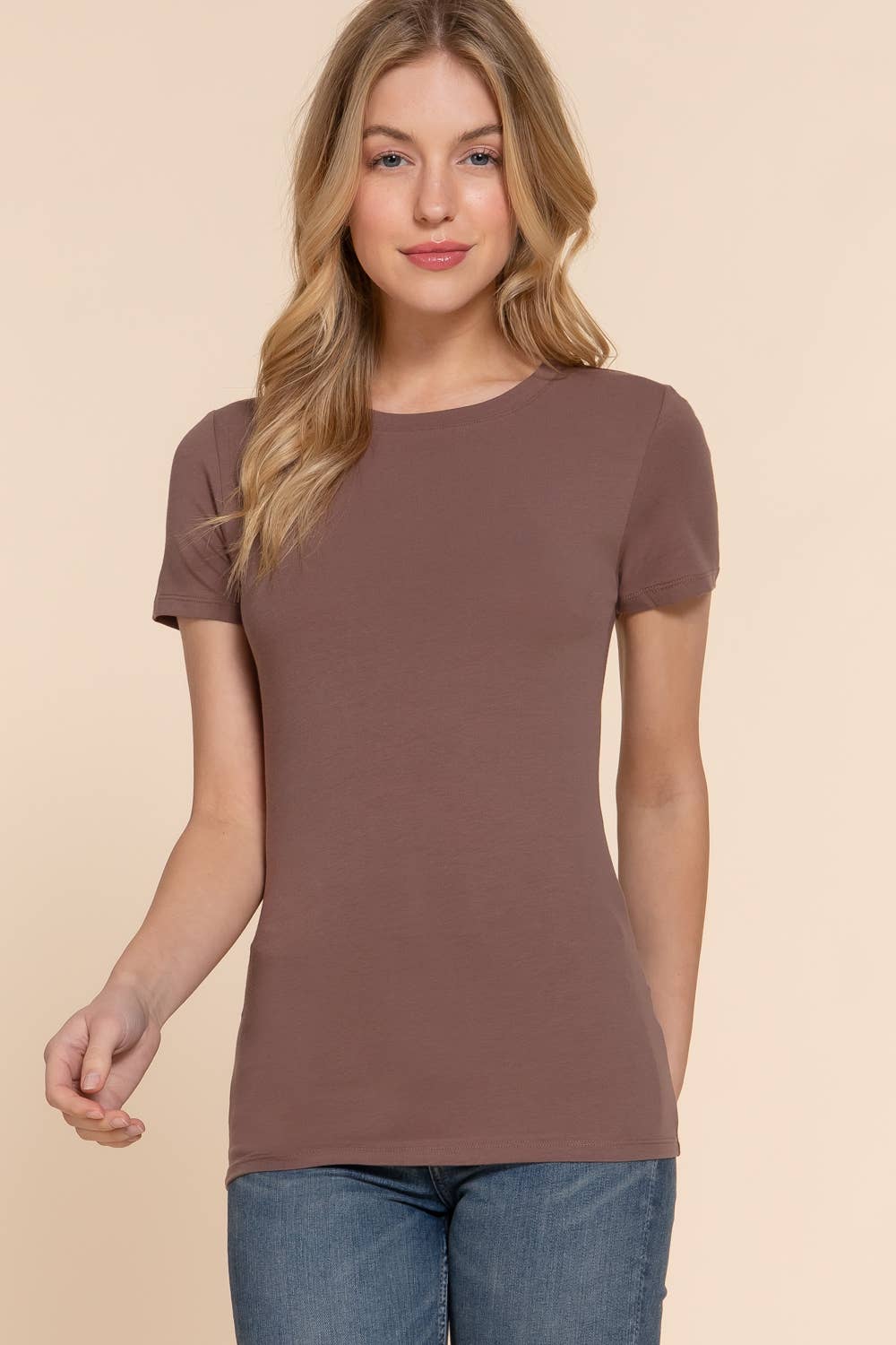 My Basic Side Short Sleeve Crew Neck Top