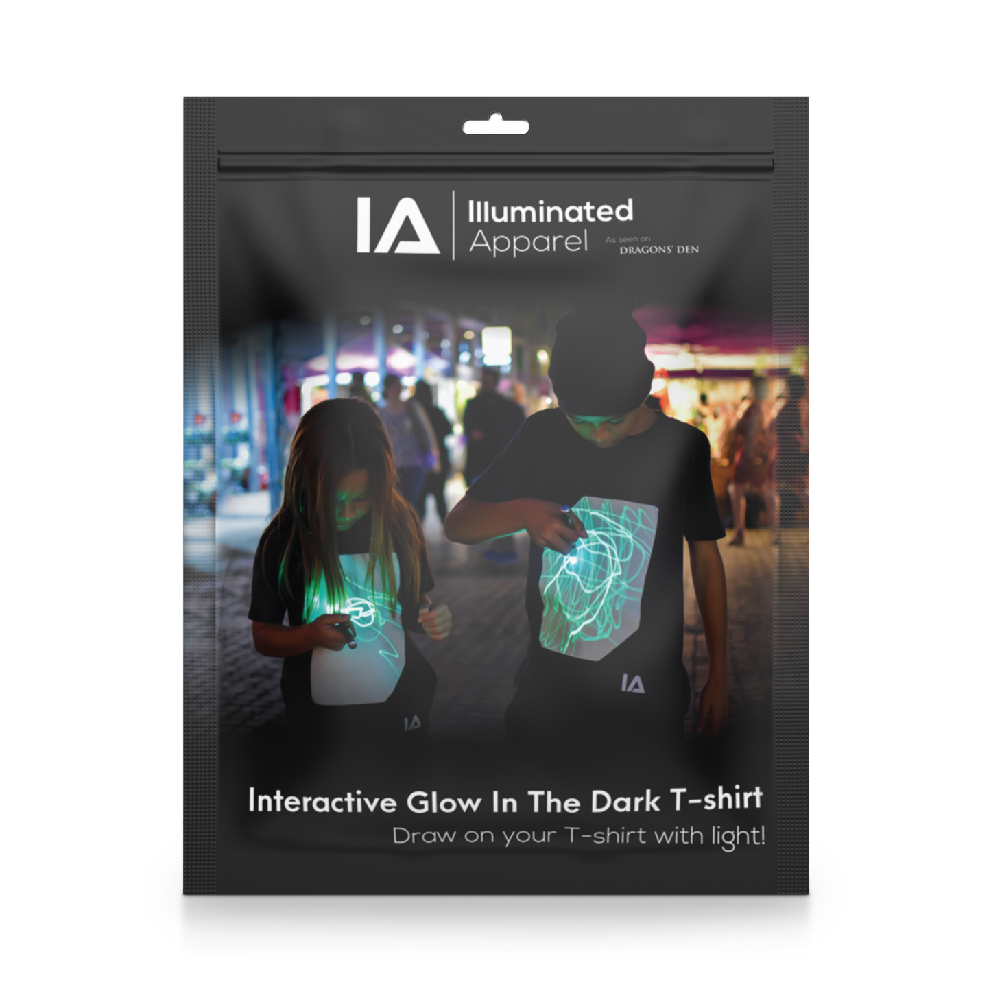 Illuminated Apparel - Kids Interactive Glow T-Shirt - Black: 7-8 Yrs