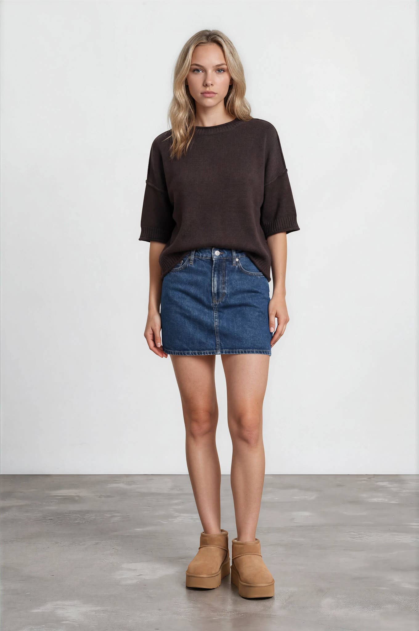 J.O.A - EXPOSED SEAM DROP SHOULDER SHORT SLEEVE PULLOVER