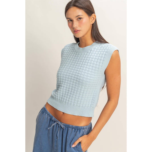 Ivy Blue Textured Sleeveless Knit Top