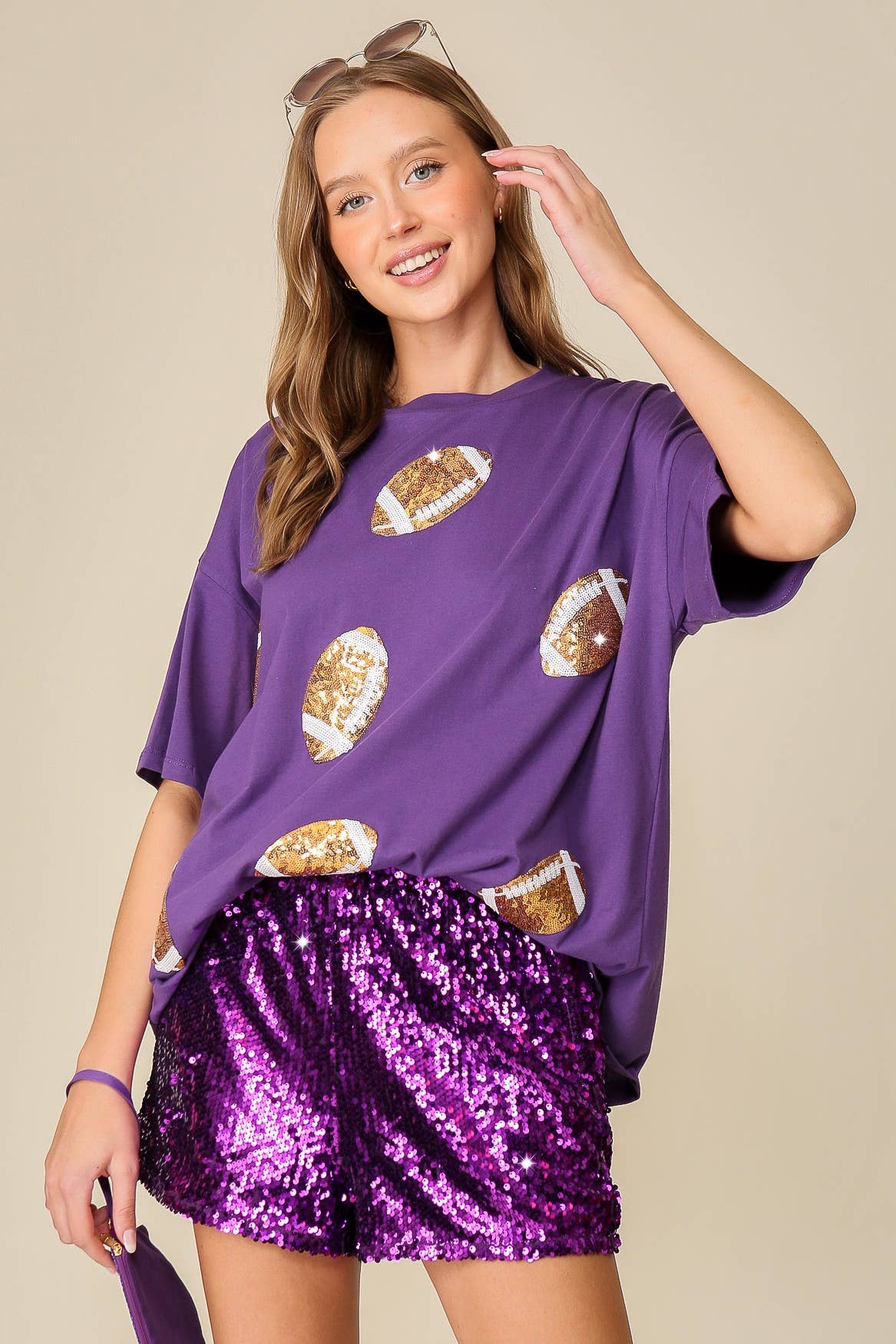 42POPS - Game day Sequins football Top