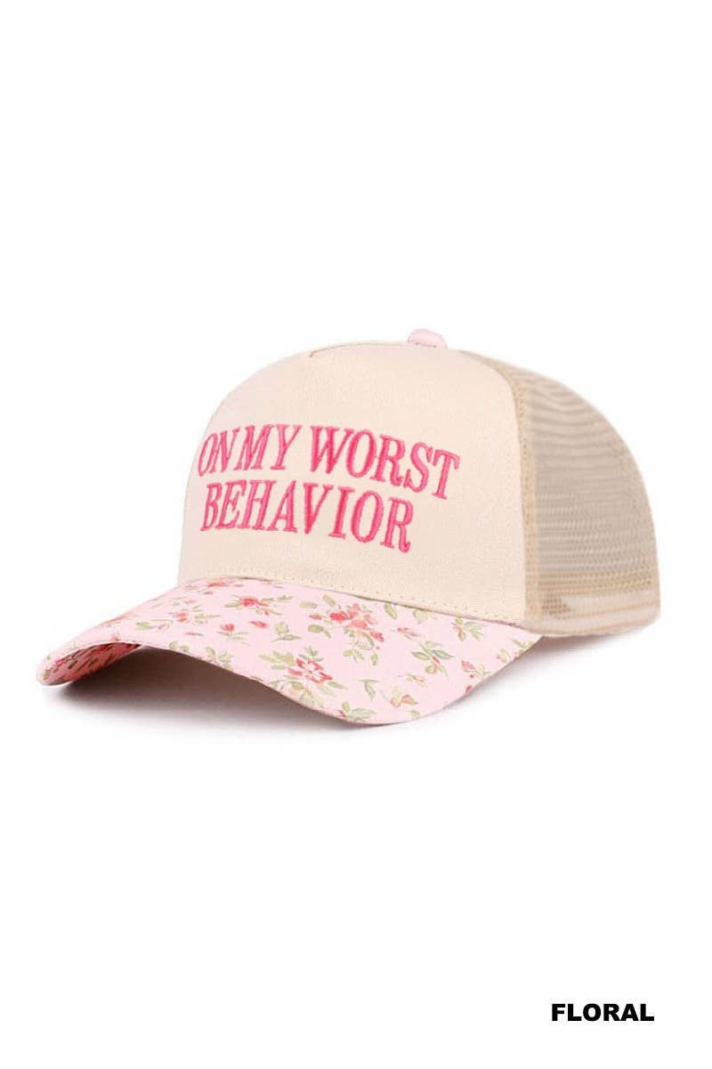 42POPS - On My Worst Behavior Two Tone Mesh Snapback Hat  Zenana Consgt.