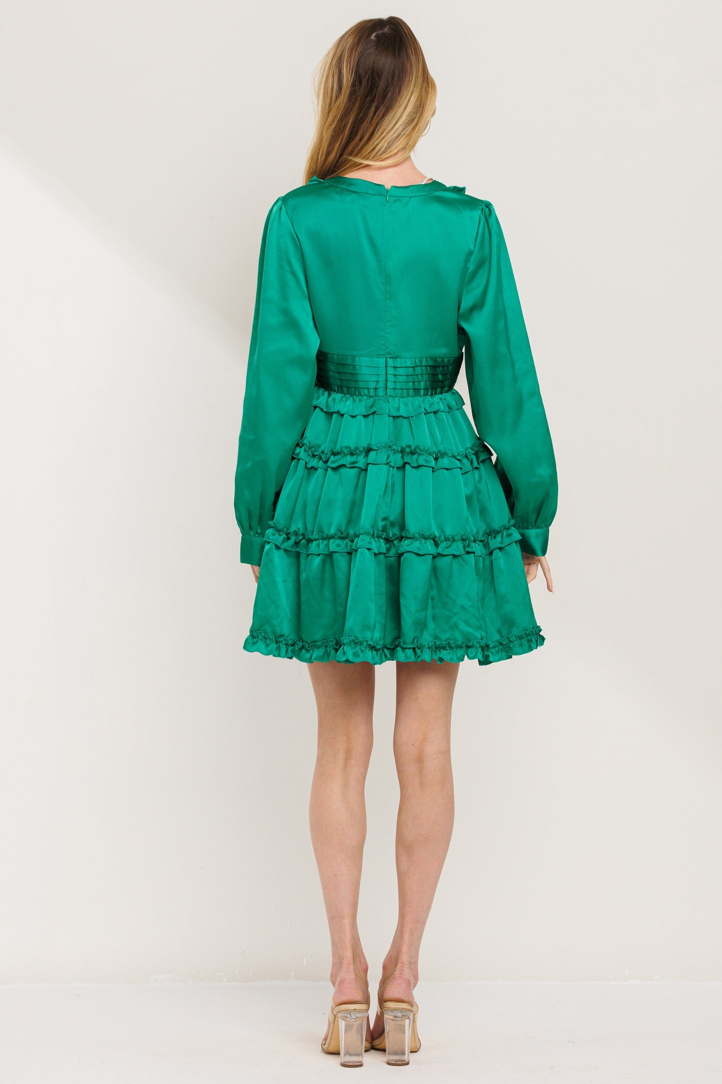 Walk the Walk Satin Ruffle Dress