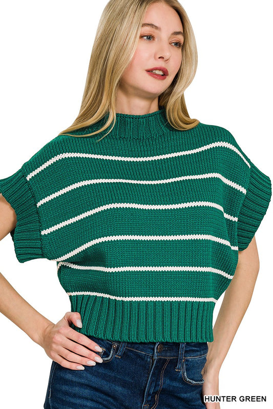 Shes feeling good mock neck sweater - hunter green