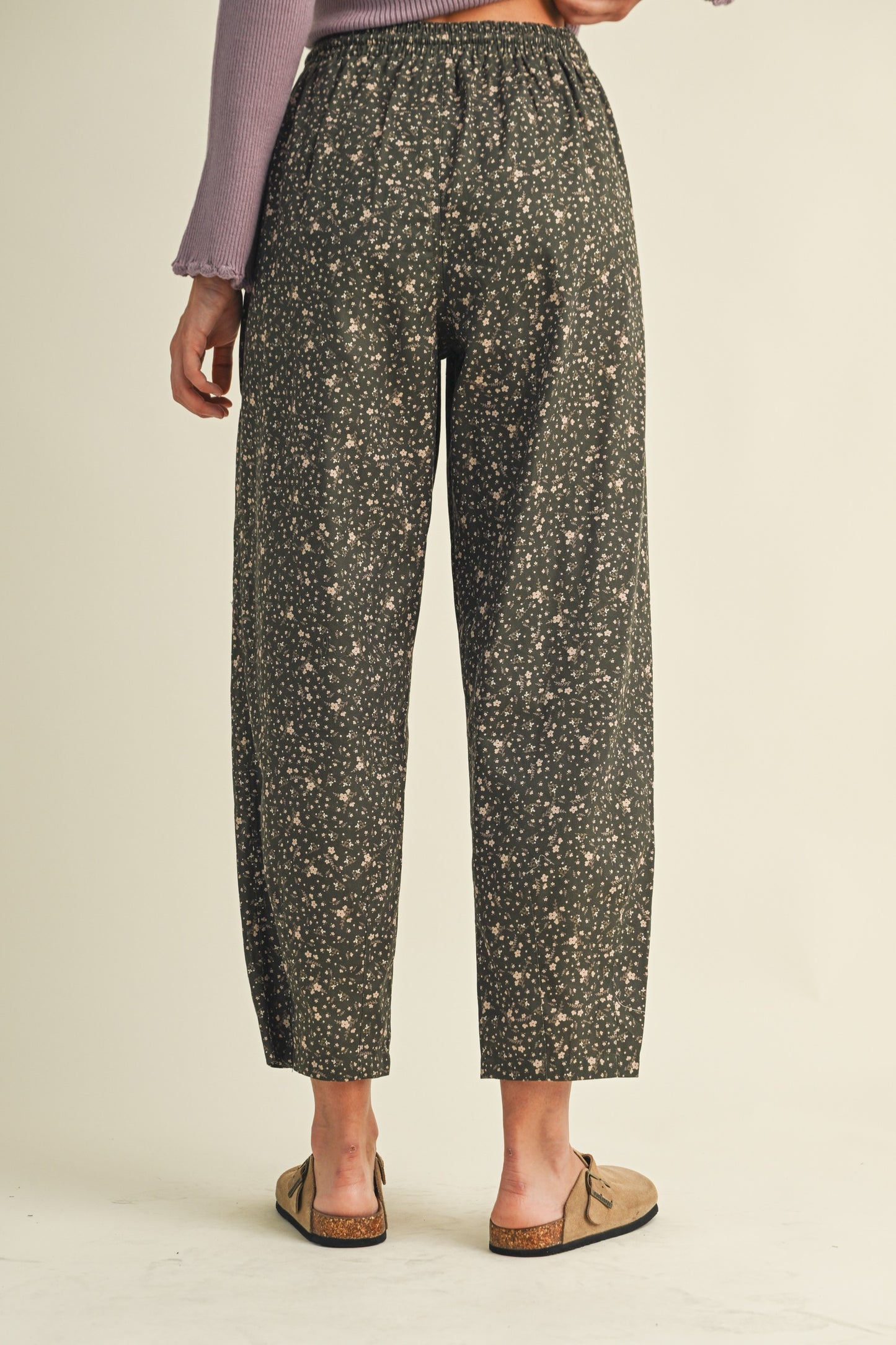 Capture the Moment Drawstring Barrel Leg Pants - Olive