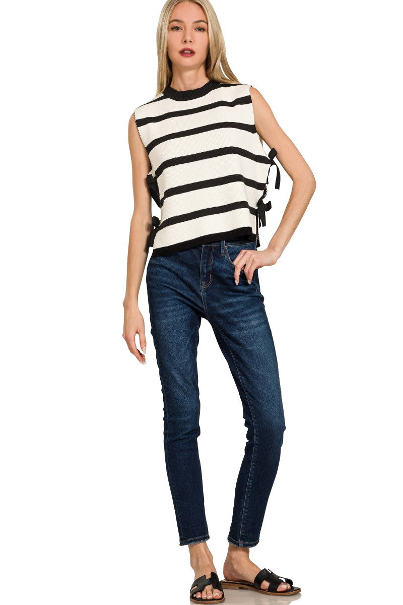 Side Detail Stripe Sweater Vest
