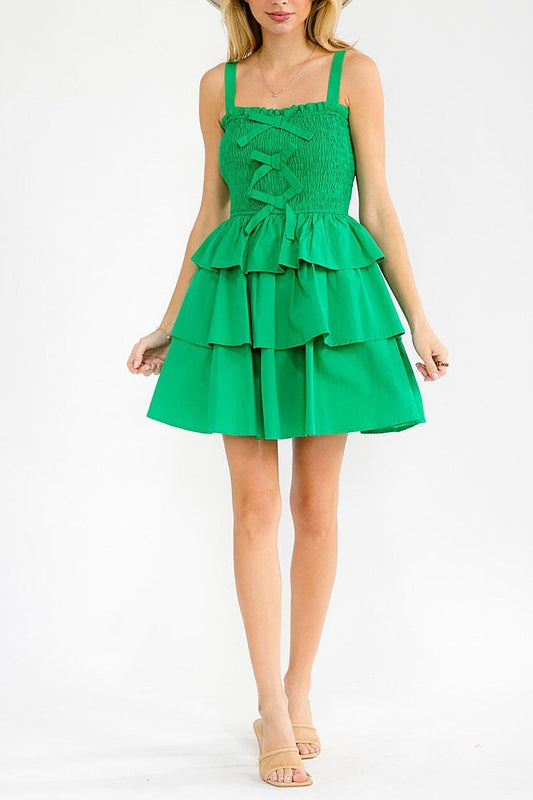 Lucky Me Smocked Ruffle Dress with Bows