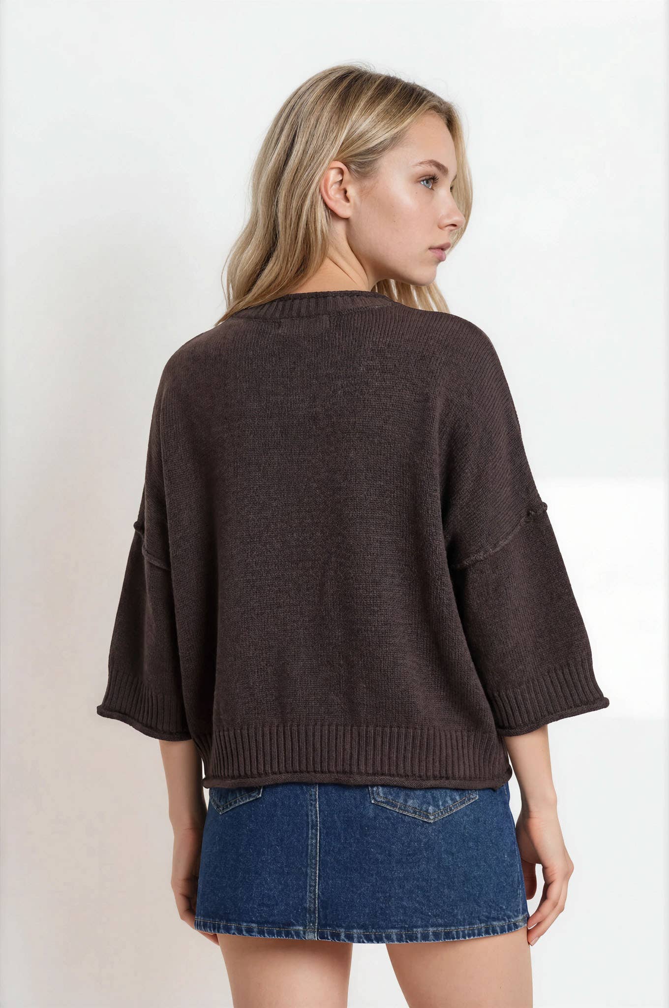 J.O.A - EXPOSED SEAM DROP SHOULDER SHORT SLEEVE PULLOVER