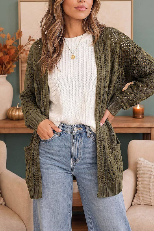 Fall Lovers Olive Oversized Cardigan