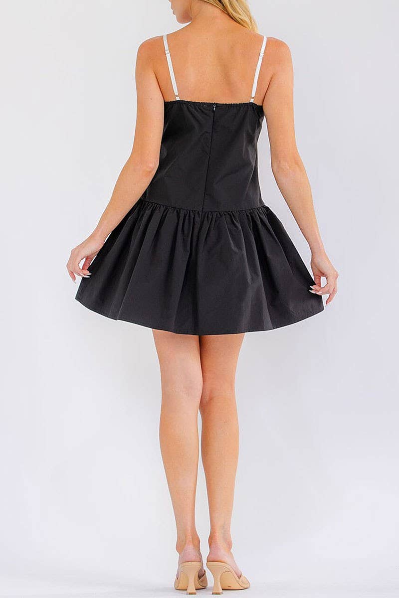 ROUSSEAU - SLEEVELESS MEDALLION SQUARE NECK FIT &amp; FLARE MINI DRESS