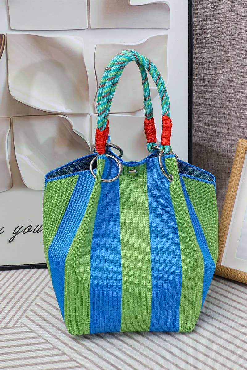 42POPS - 0521 Geometric Knitted Mini Bucket Tote Bag SI-29881 Zenana Consgt.