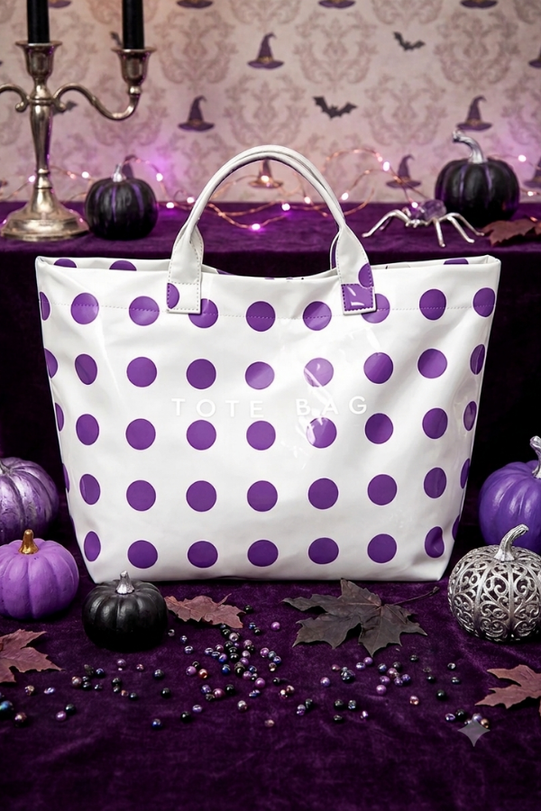 Nash Grey - Purple Polka Dot Vinyl TOTE BAG