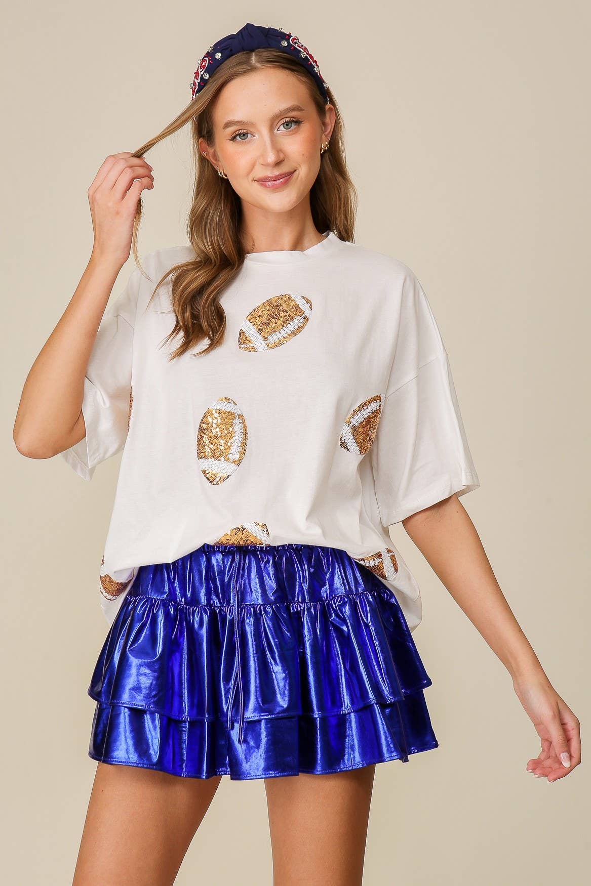 42POPS - Game day Sequins football Top