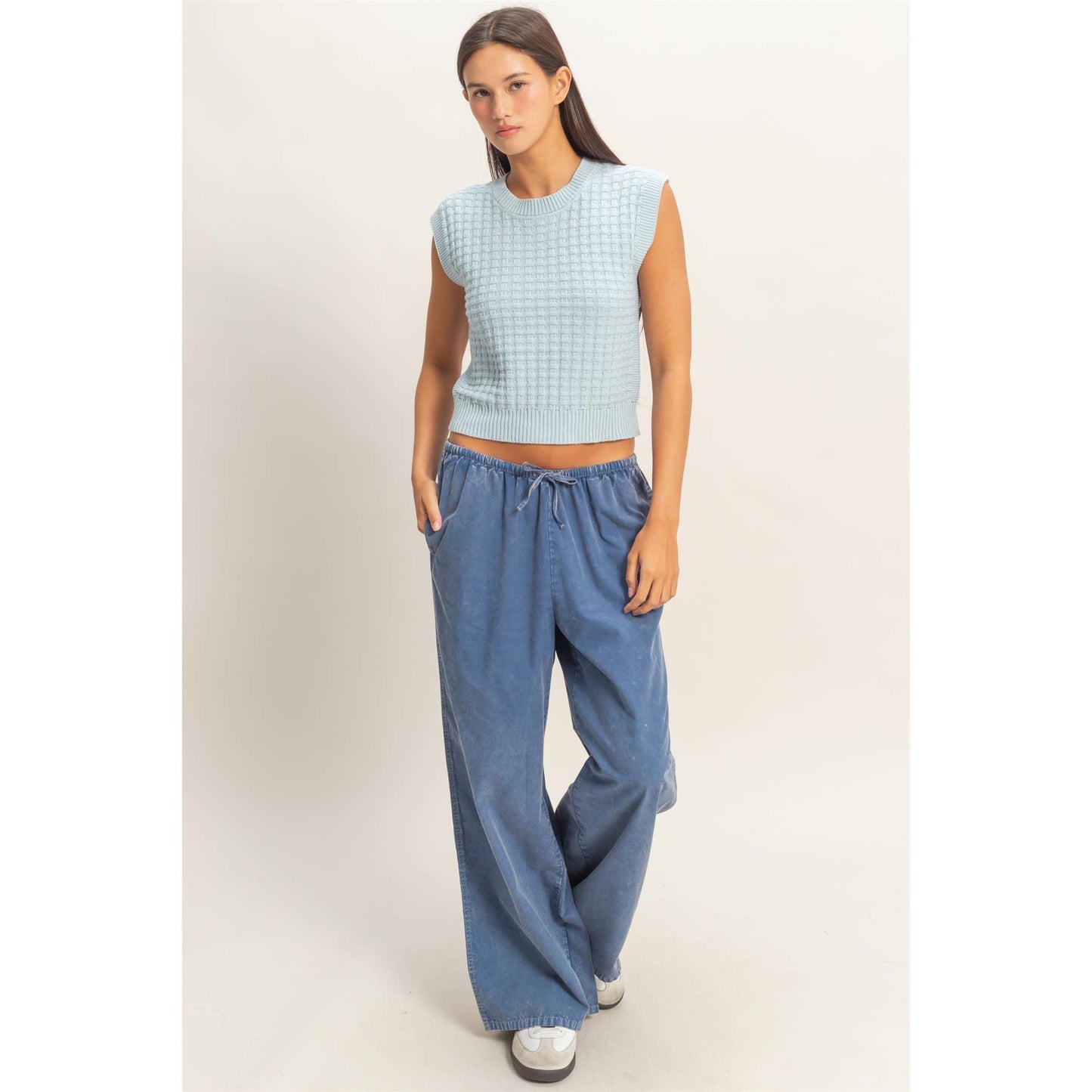 Ivy Blue Textured Sleeveless Knit Top