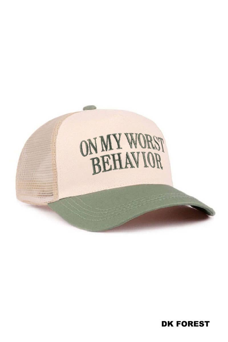 42POPS - On My Worst Behavior Two Tone Mesh Snapback Hat  Zenana Consgt.