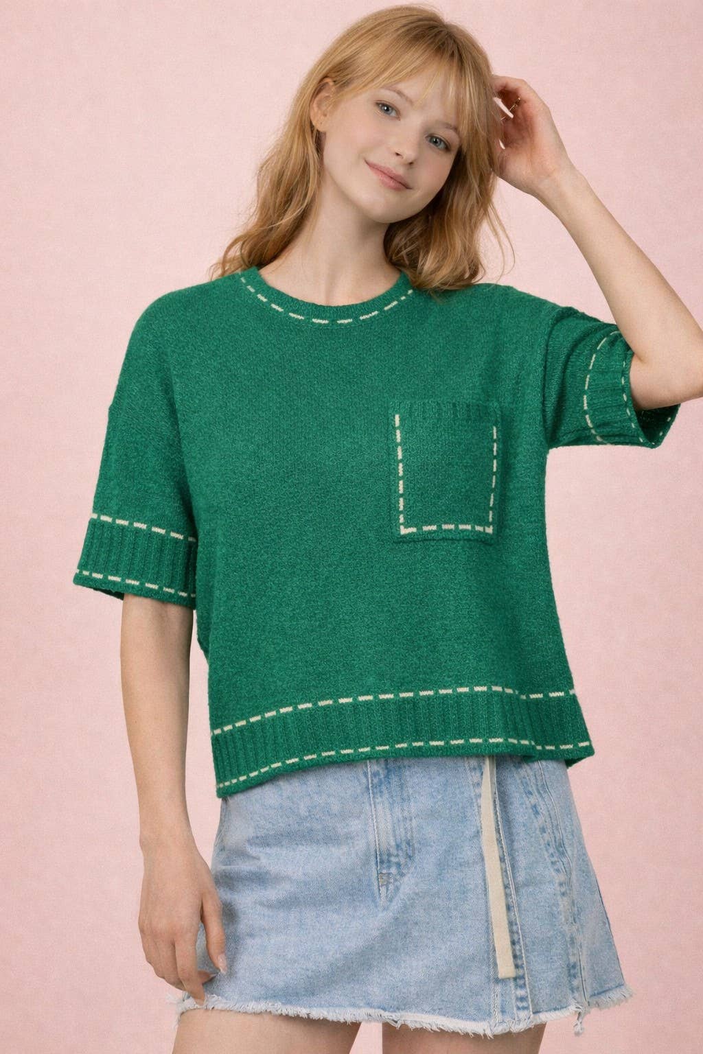 Love my Stitch Detail Knit Sweater Top