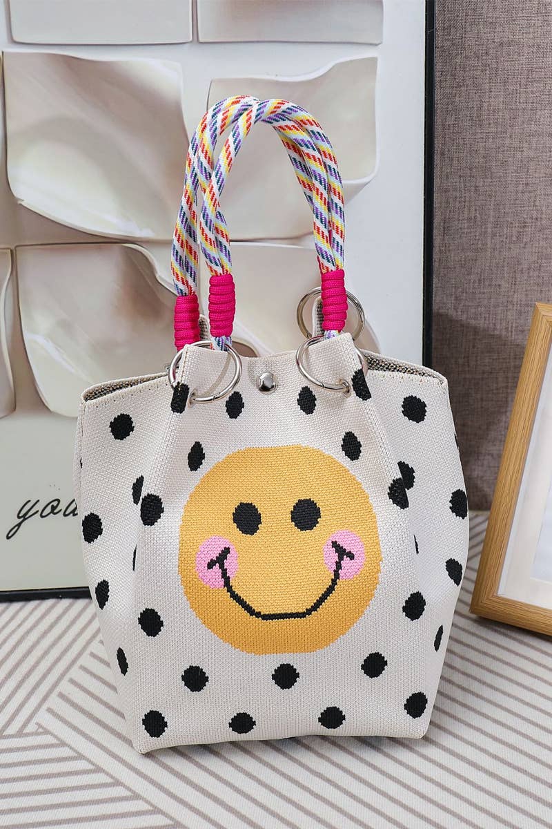 42POPS - 0521 Geometric Knitted Mini Bucket Tote Bag SI-29881 Zenana Consgt.