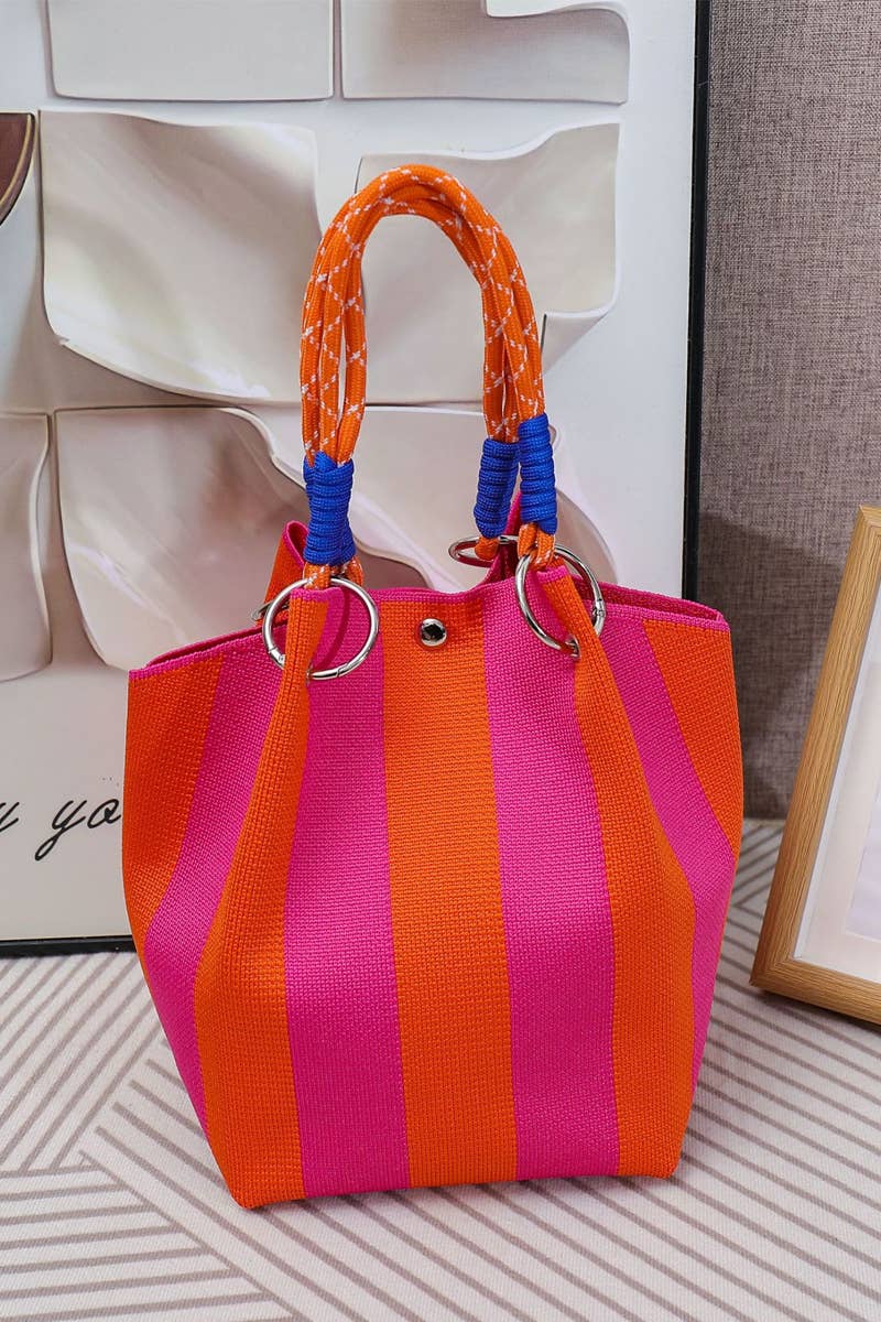 42POPS - 0521 Geometric Knitted Mini Bucket Tote Bag SI-29881 Zenana Consgt.