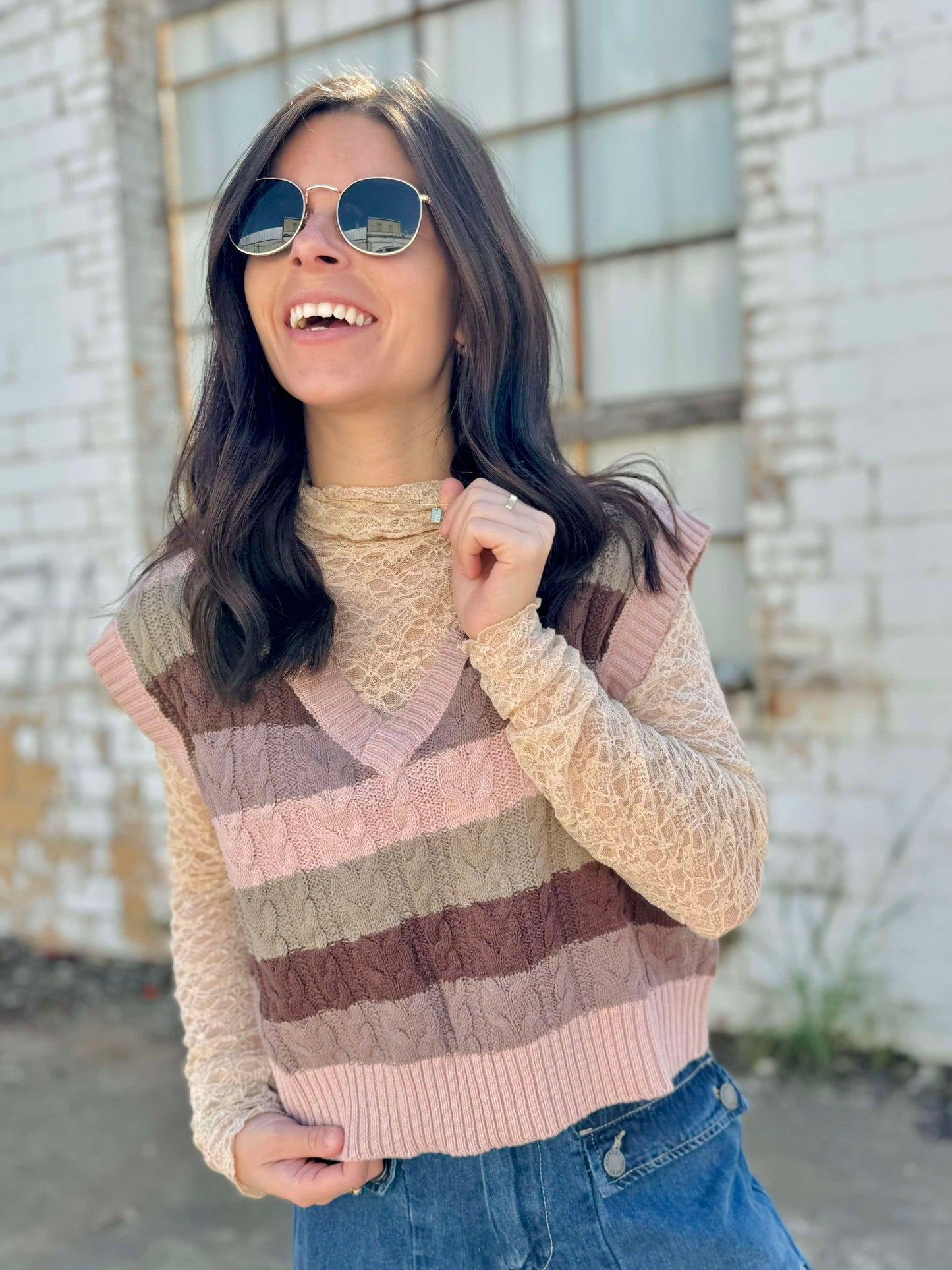 Lacy Striped Vest