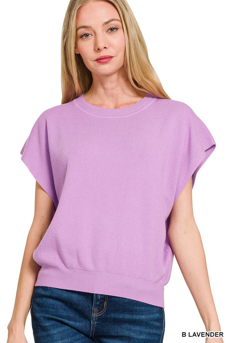 42POPS - 0715 Round Neck Short Dolman Sleeve Sweater SI-26357 Zenana