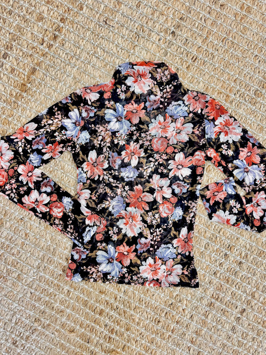 Not your level floral mock neck sheer top