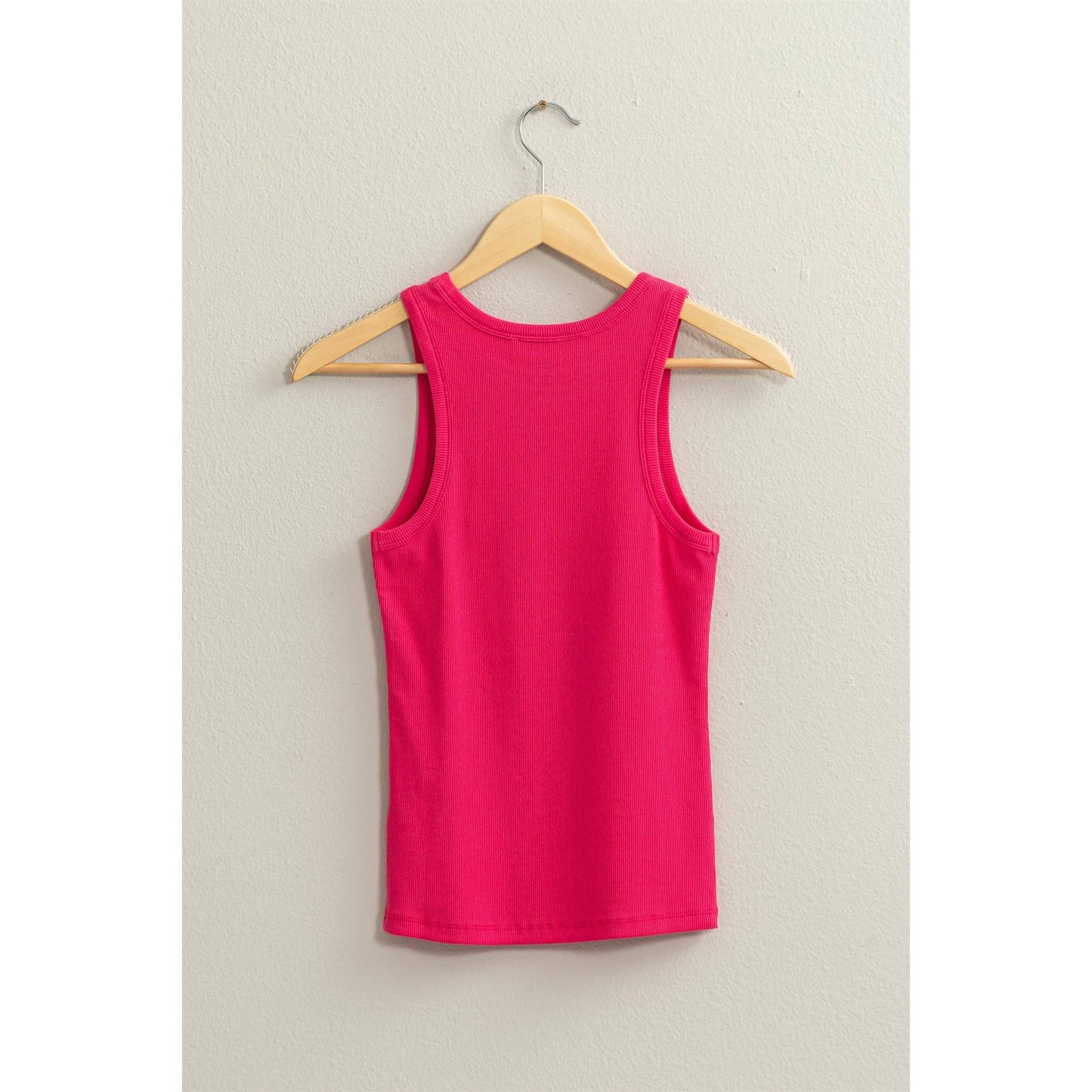 RIBBED ROUND NECK TANK TOP:
