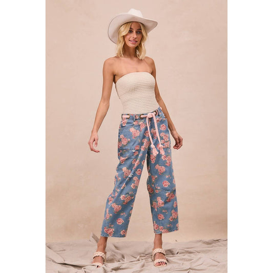 For the Love of Roses Denim Pants