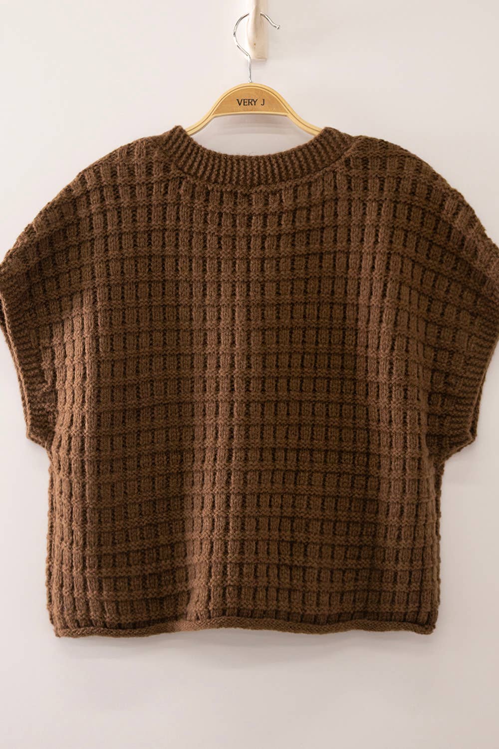 Chocolate Waffle Texture Crop Cardigan