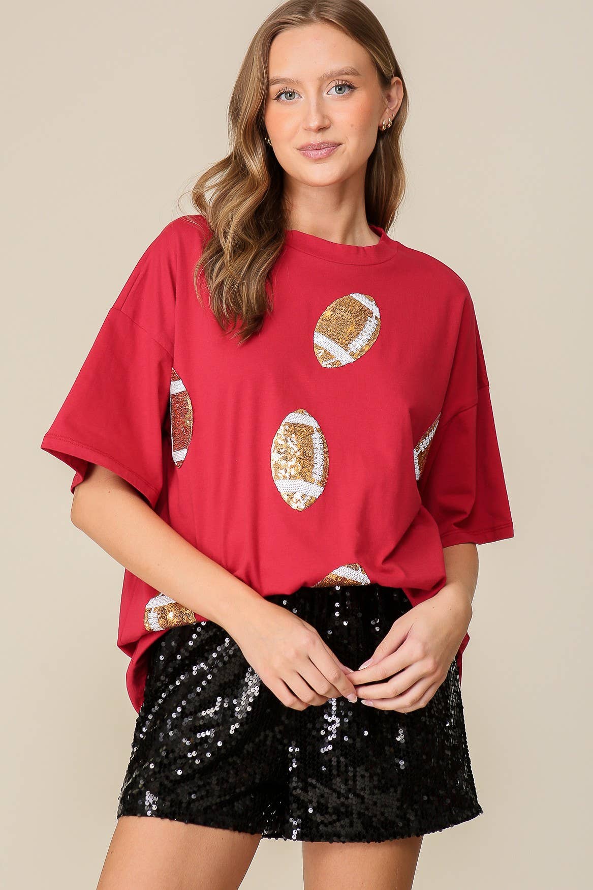42POPS - Game day Sequins football Top