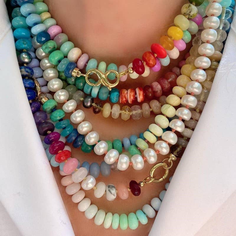 JOSSLYN by wall to wall - Natural Stone Semi-Precious Glass Mixed Necklace | 40NK9659