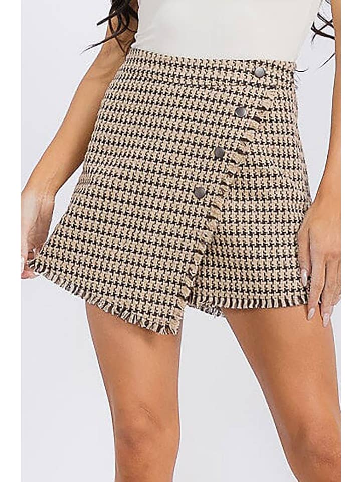 MY STYLE ZIPPER CLOSURE SURPLICE TWEED MINI SKORT