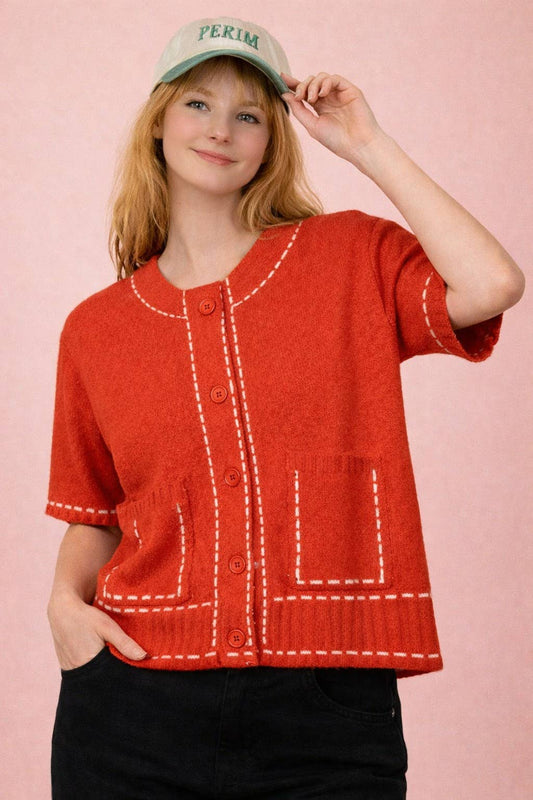 Stitch me the Details Button Down Sweater Cardigan Top