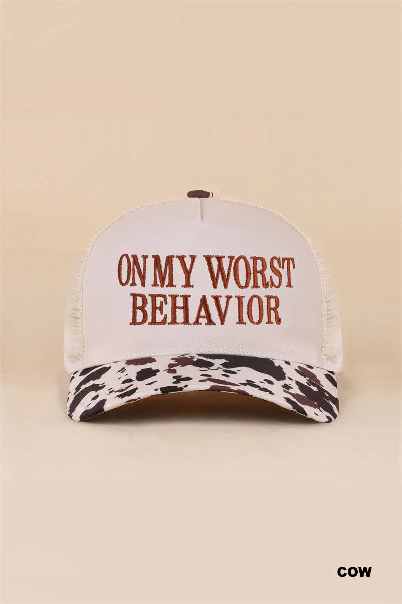 42POPS - On My Worst Behavior Two Tone Mesh Snapback Hat  Zenana Consgt.