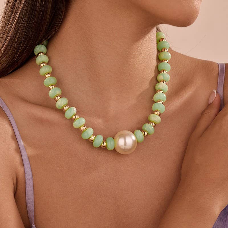 JOSSLYN by wall to wall - Pearl Pendant Resin Beaded Necklaces | 40NK9751