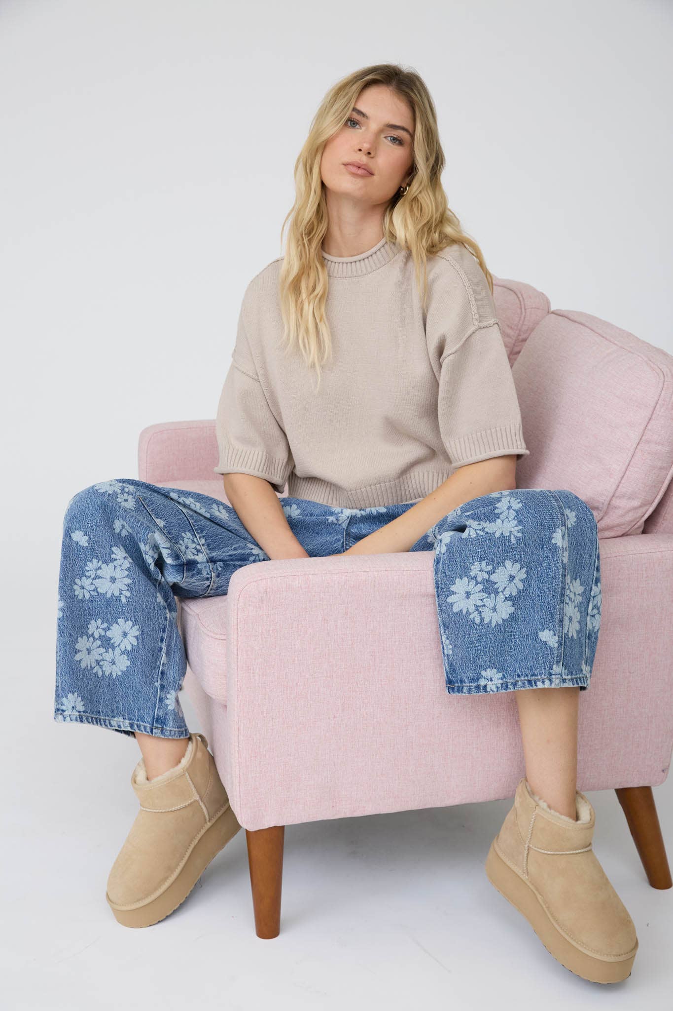 J.O.A - EXPOSED SEAM DROP SHOULDER SHORT SLEEVE PULLOVER