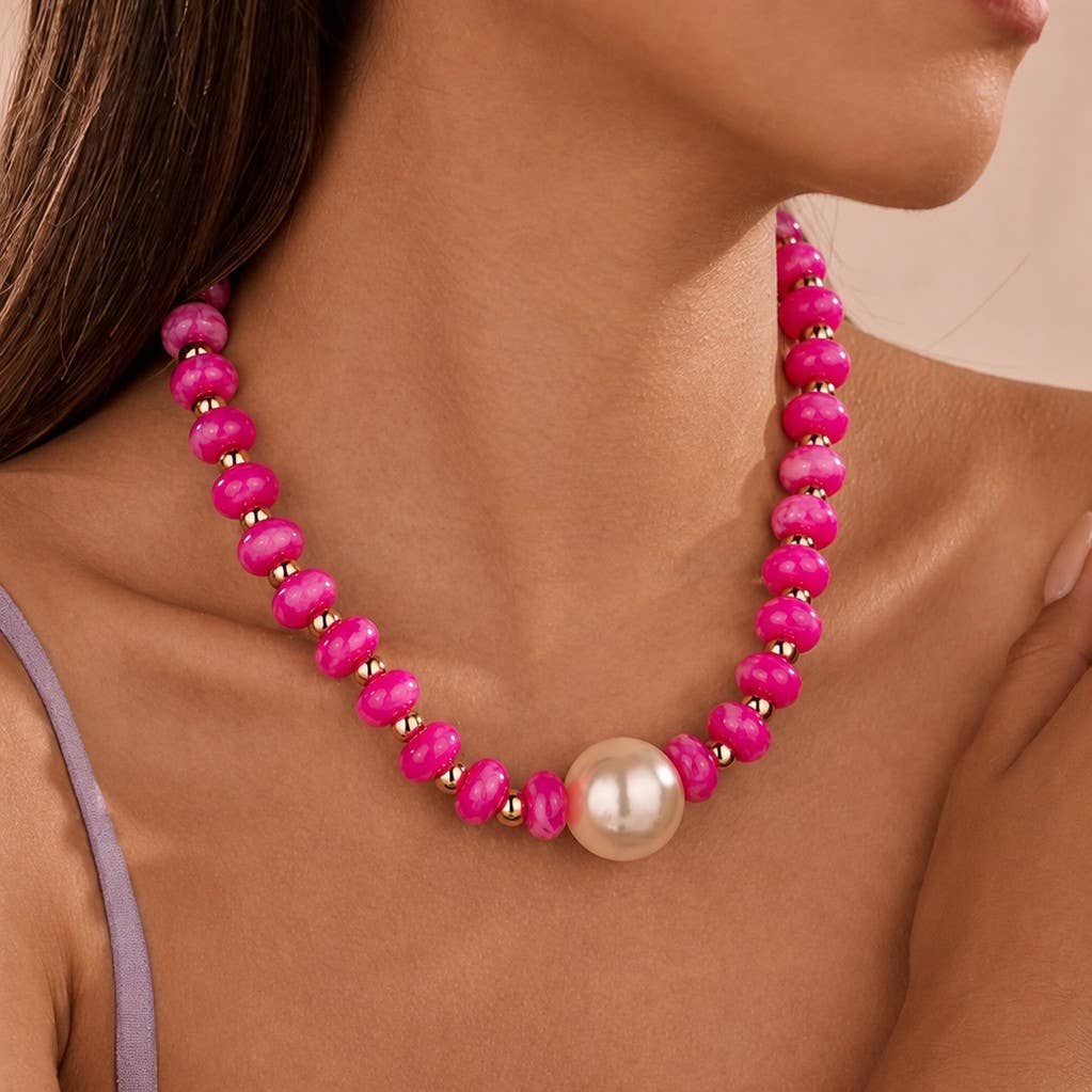 JOSSLYN by wall to wall - Pearl Pendant Resin Beaded Necklaces | 40NK9751