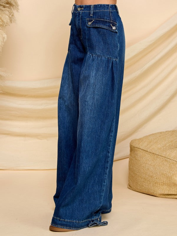 Sydney  Drawstring Wide Leg Jeans