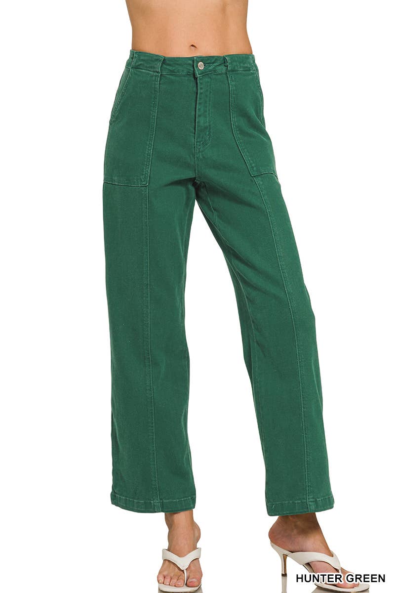 42POPS - Straight Leg Utility Pocket Color Denim Pants  Zenana