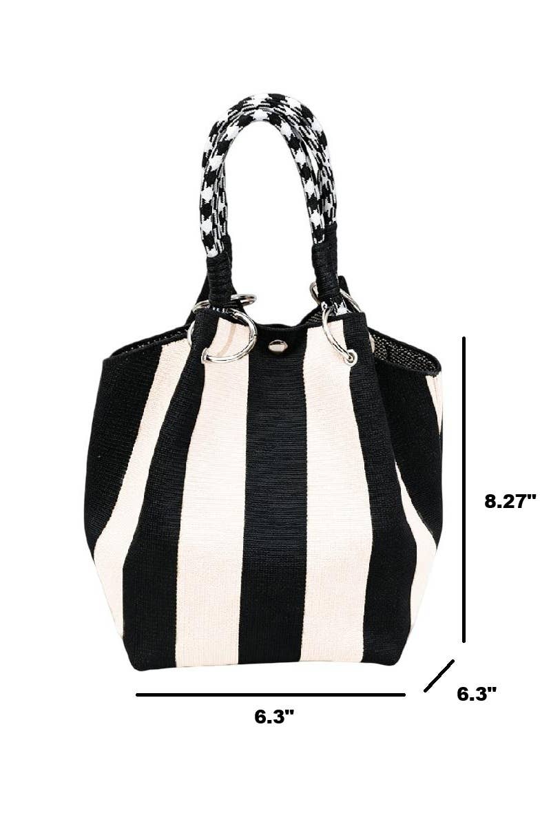 42POPS - 0521 Geometric Knitted Mini Bucket Tote Bag SI-29881 Zenana Consgt.