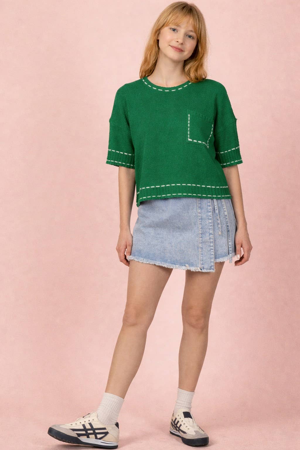 Love my Stitch Detail Knit Sweater Top