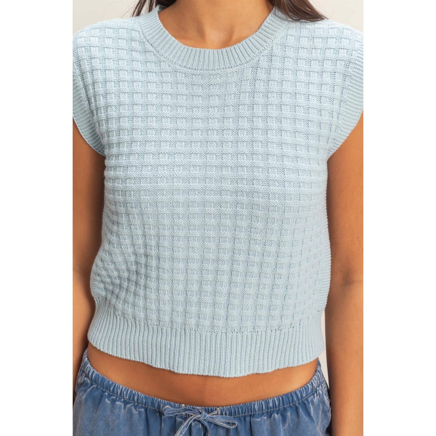 Ivy Blue Textured Sleeveless Knit Top