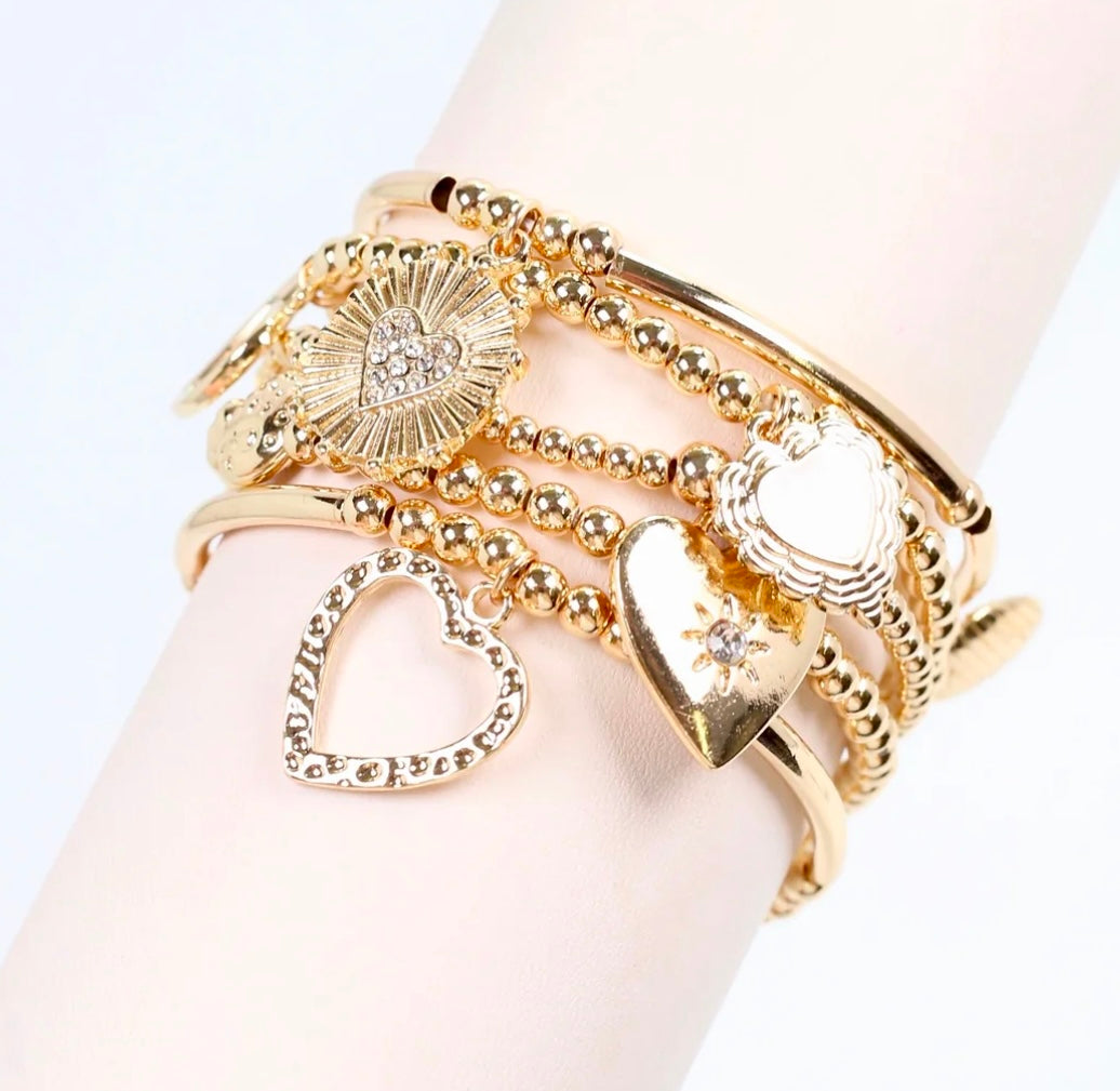 Delaroche Charm Bracelet Set Gold