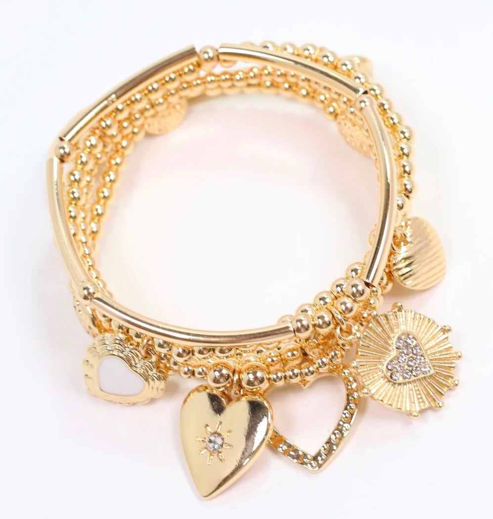 Delaroche Charm Bracelet Set Gold