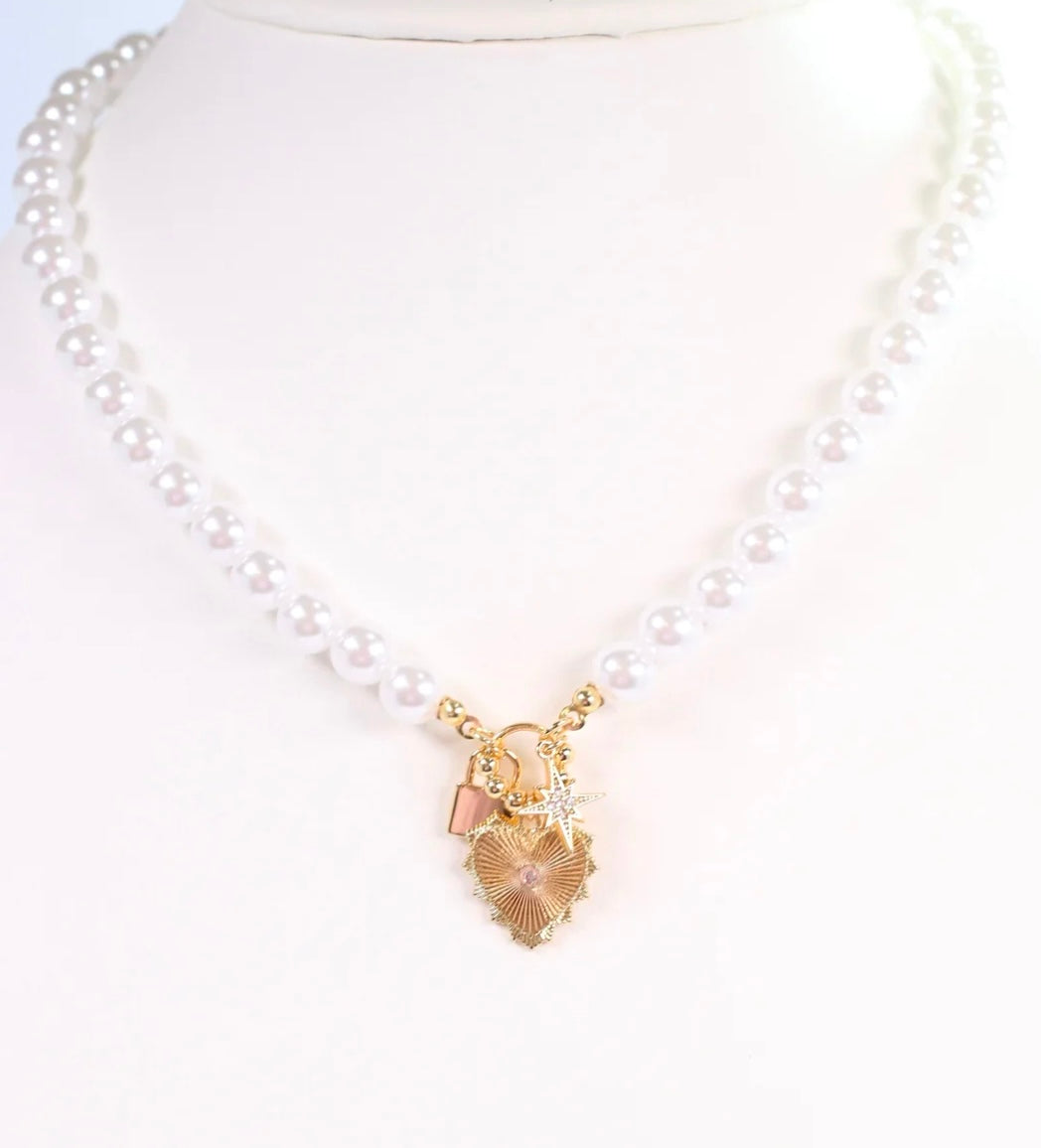 Bonifant Pearl Charm Necklace Ivory-Caroline Hill