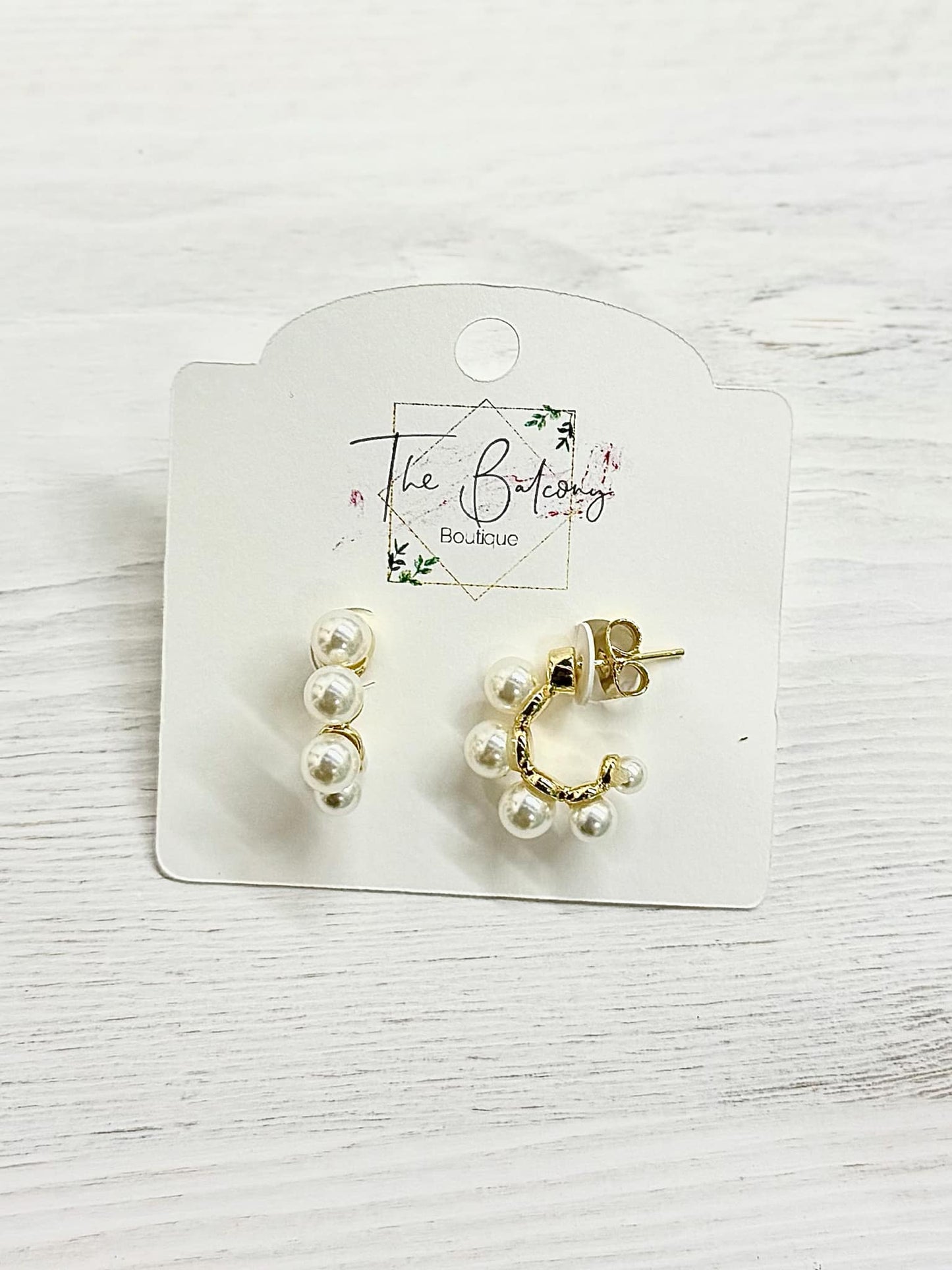 Pearled Gold Hoop Earrings