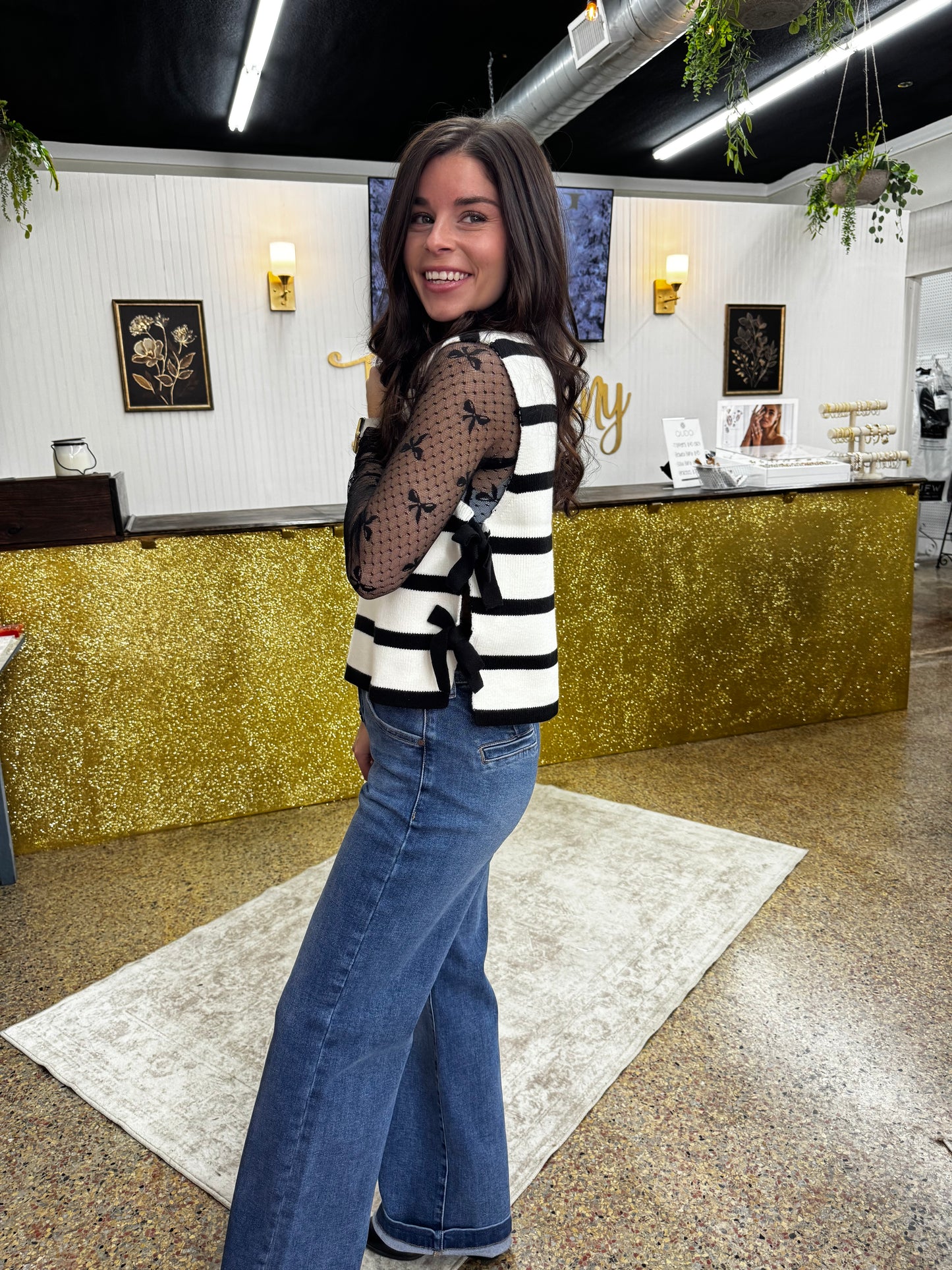 Side Detail Stripe Sweater Vest