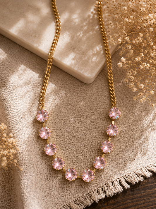 Ella Pink Rhinestone Necklace
