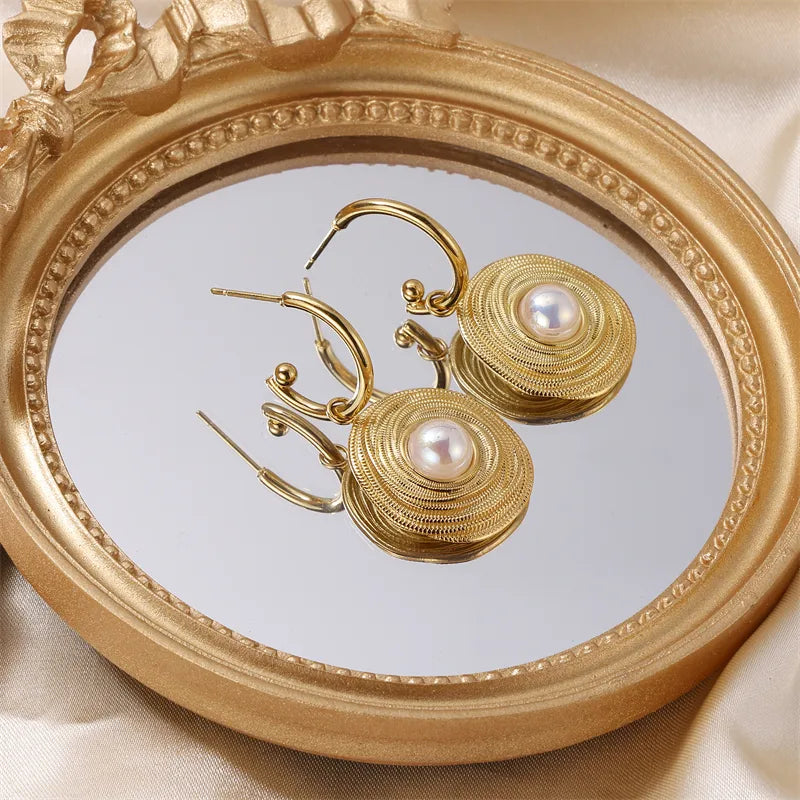 Center Pearl Earrings